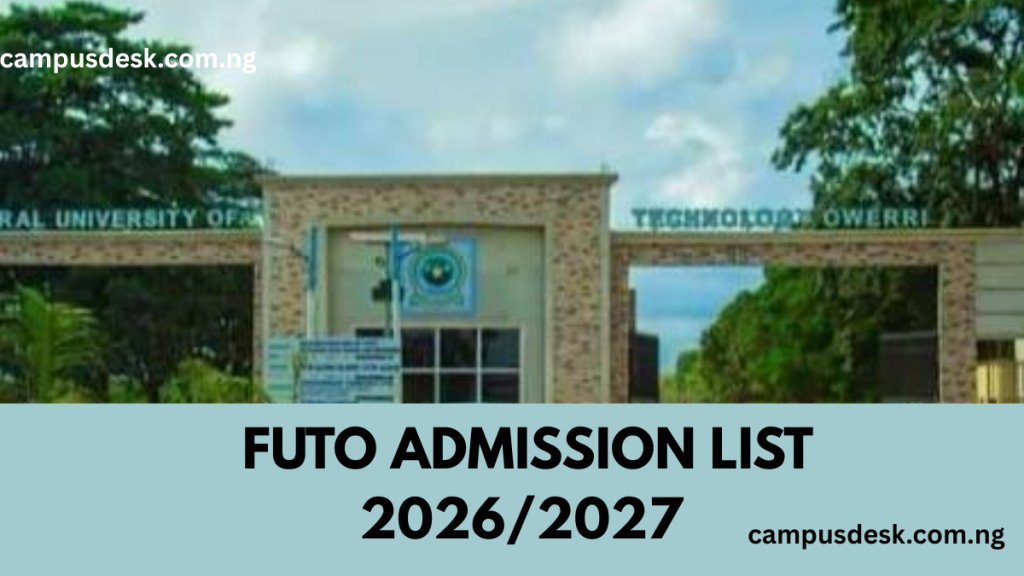 FUTO ADMISSION LIST 2026/2027
