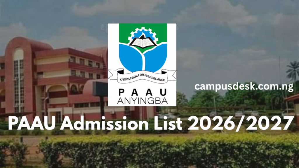 PAAU Admission List 2026/2027