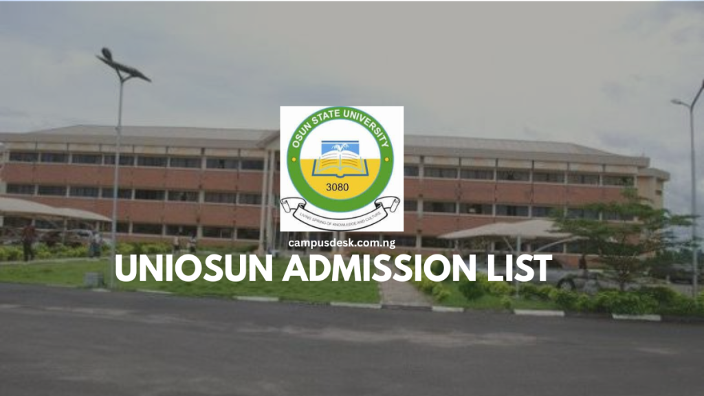 UNIOSUN Admission List 2026