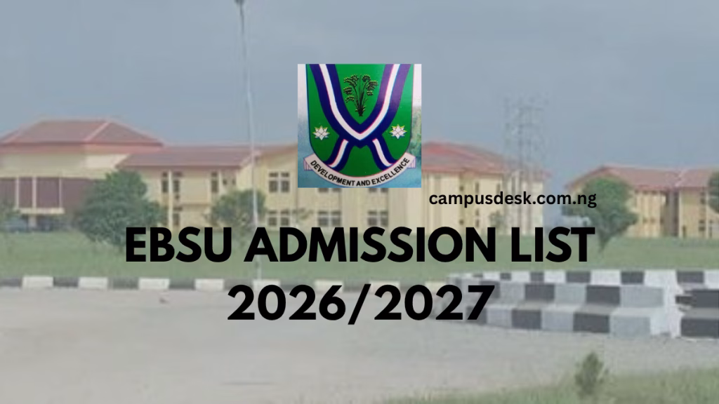 EBSU ADMISSION LIST 2026/2027