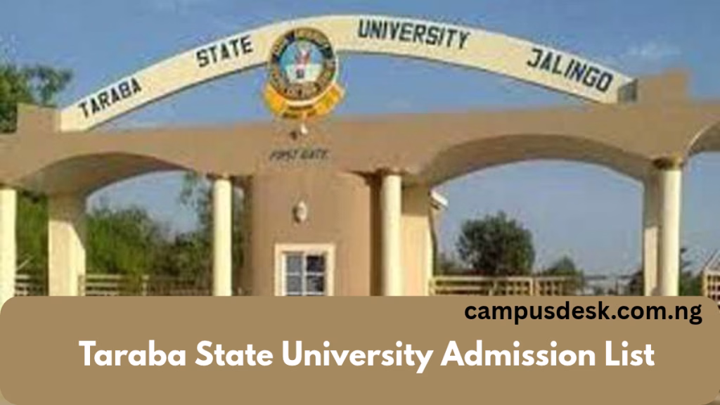 Taraba State University Admission List 2026/2027
